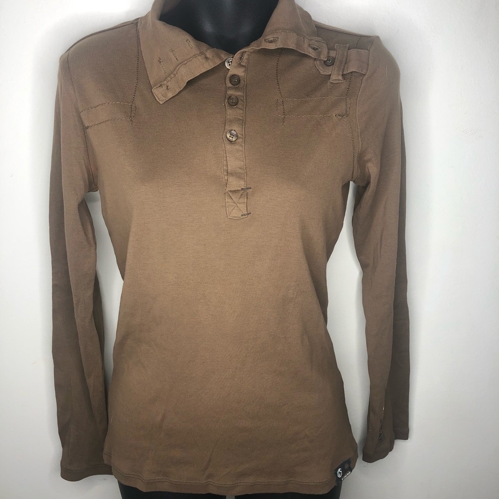 G-Star Raw brown collar shirt with logo army style - Picture 2 of 5